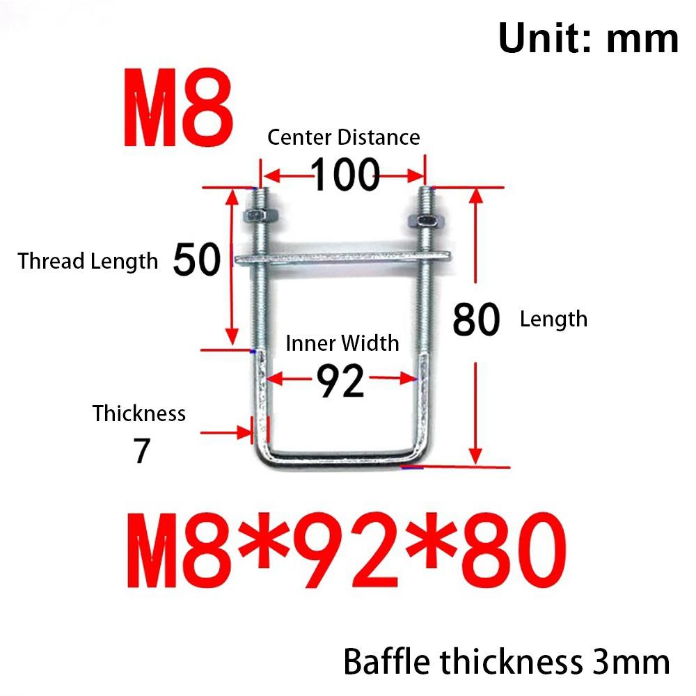 

1 шт. Оцинкованная углеродистая сталь Q235 M8 Хомут для квадратной трубы Винты Квадратный болт для квадратной трубы M8x92x80mm