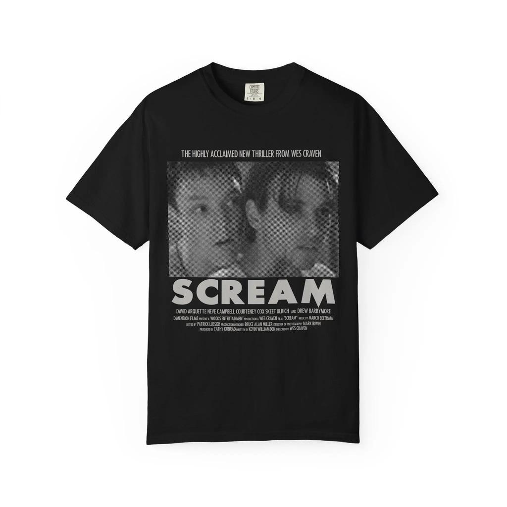 2026 Scream Horror Movie Print Retro T-shirt for Men and Women Summer Pure Cotton Clothing Fashion Gothic Short Sleeved T-shirt