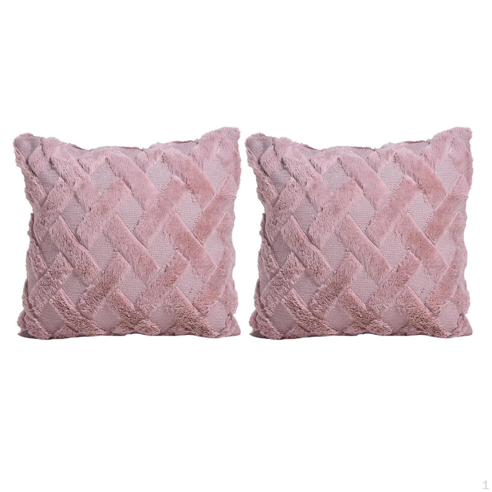 

2 Pack Geometric Short Plush Cushion Cover 18 Velvet Pillow Decor рожевий