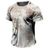 Vintage Men's T-shirt Summer American Shirt Tops Compass Printed Short-sleeve  Clothing Casual Streetwear
