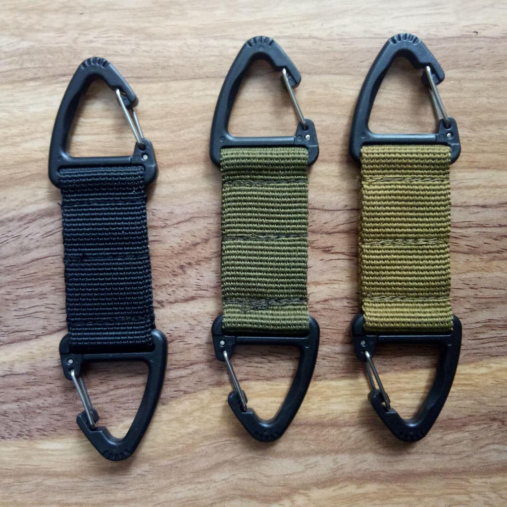 Outdoor Tactical Nylon Carabiner: Double-Point Triangle Buckle with Quick Release Keychain