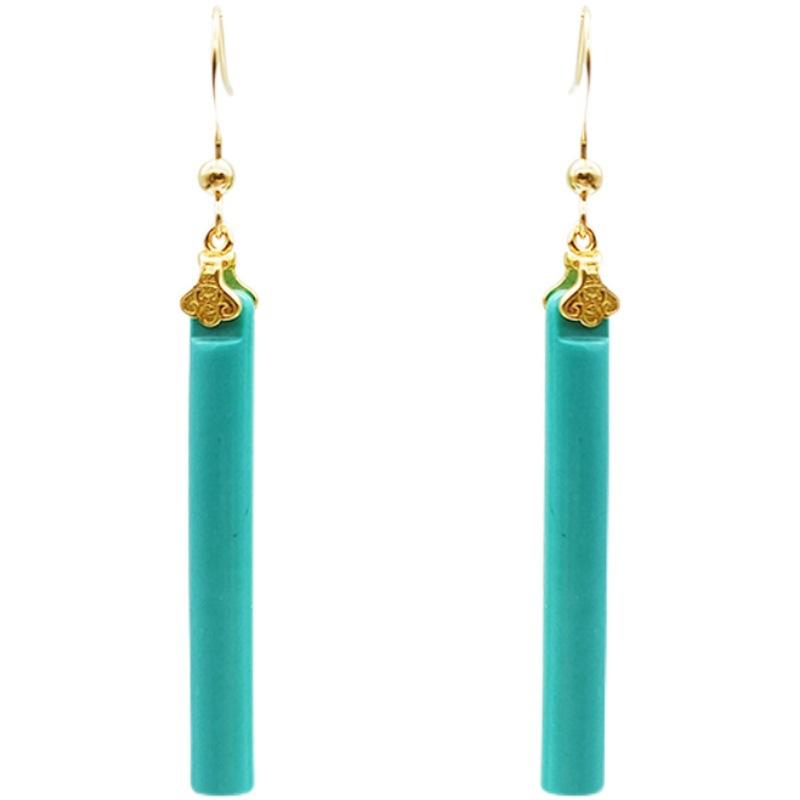 Nou în cercei lungi turcoaz la modă pentru femei Eleganță unică și farmec strălucitor bijuterii de nuntă pentru banchet Cercei simpli