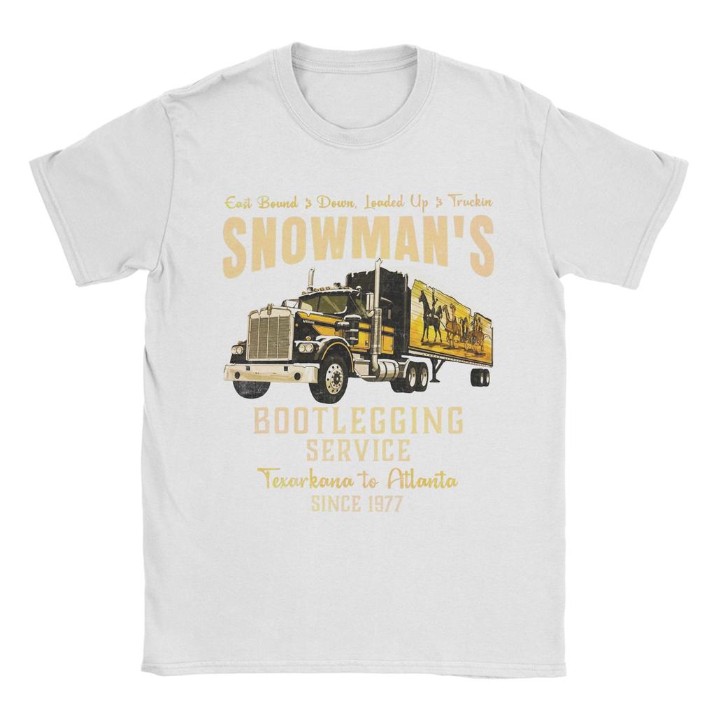 Mens TShirt Snowmans Bootlegging Service Smokey and the Bandit Casual Pure Cotton Tees T Shirt O Neck Clothes Summer
