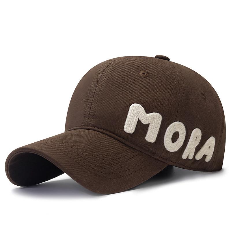 New Face Small Korean Version Hat Three-dimensional Letter MORA Embroidered Big Head Circumference Baseball Cap Men's and Women's Casual Cap