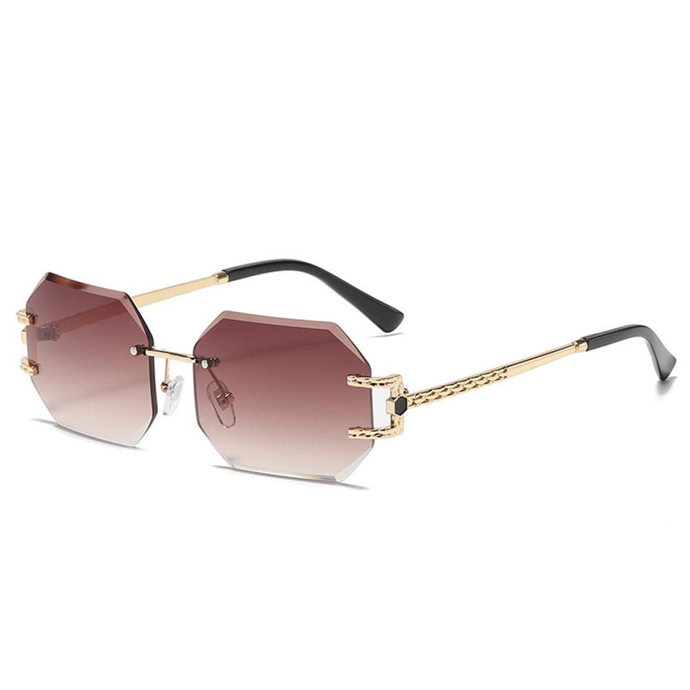 Vintage Rimless Sunglasses Women Men Brand Designer Polygon Sun Glasses Female Trendy Rectangle Cutting Len Shades Eyewear UV400