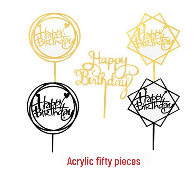 50 Stück Goldene Acryl-Kuchenstecker - Geburtstag, Festival, Muttertagsfeier