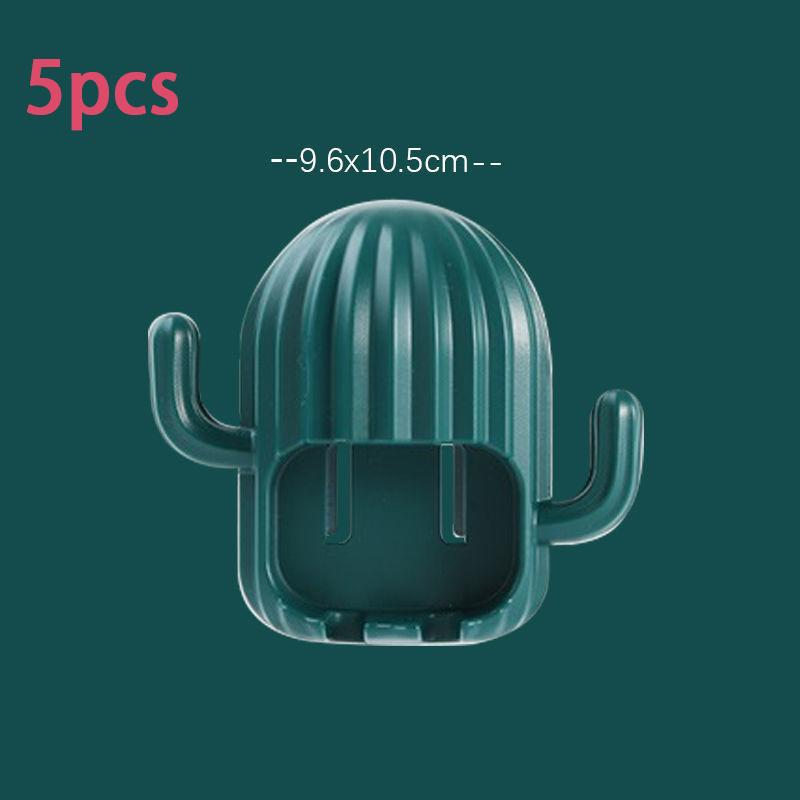 5pcs Household No-punch Toothbrush Holder Nordic Colour Cactus Toothbrush Holder Simple Wall-mounted Electric Toothbrush Holder