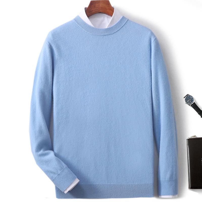 New Semi-turtleneck Cashmere Sweater Men's Thickened Sweater Solid Color Long-sleeved Wool Knitting