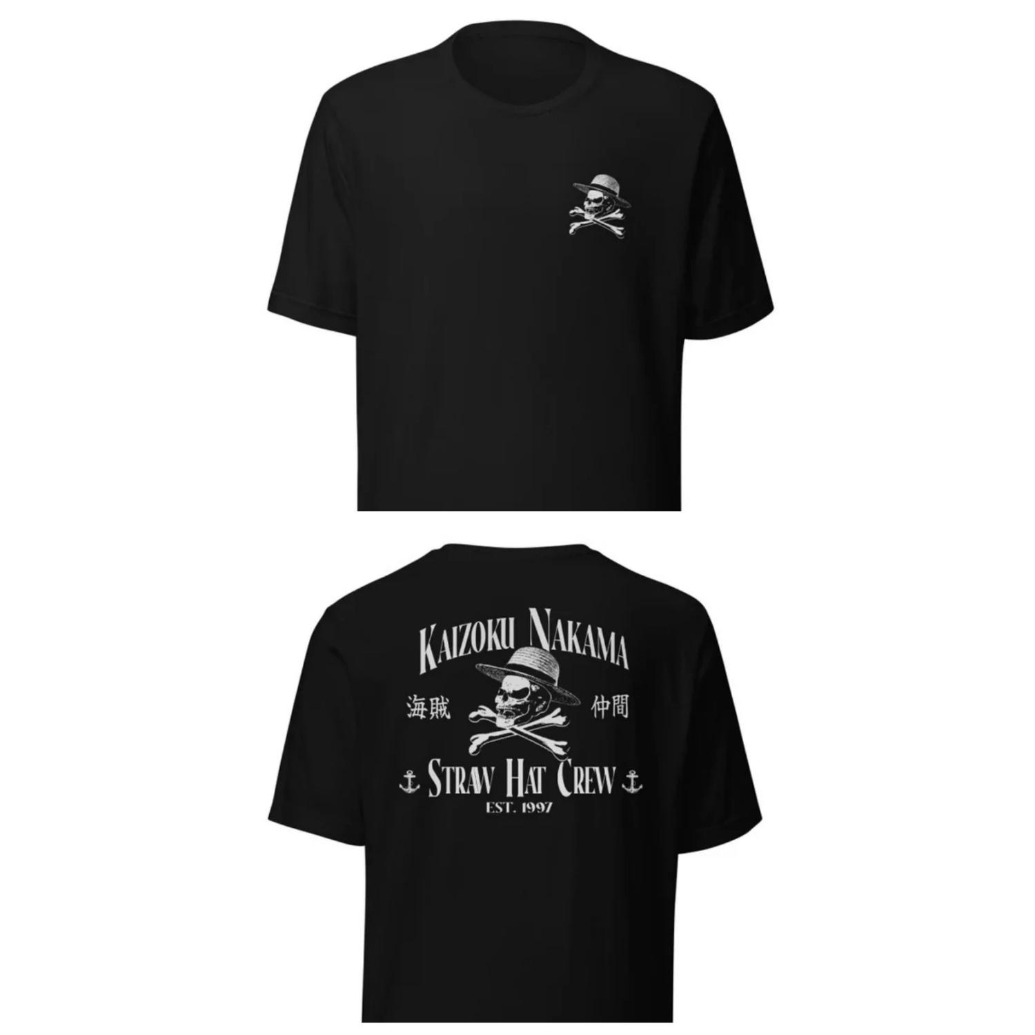 

2026 New One Piece Men and Women s Pure Cotton T-shirt Anime Cartoon Pure Cotton Streetwear Short Sleeves Parent-child Outfit S чёрный