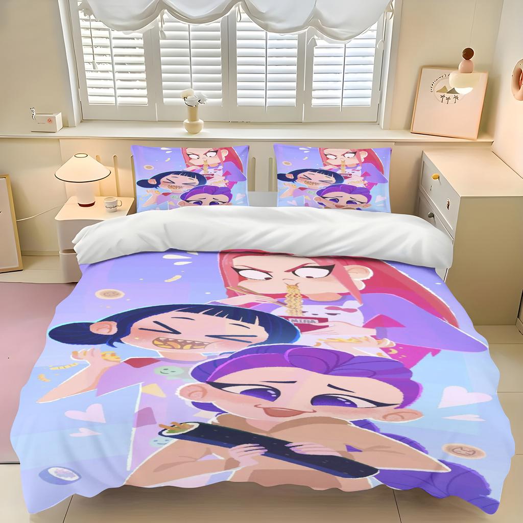 K-Pop: Juego de Funda Nórdica Demon Hunters Ropa de Cama Linda con Fundas de Almohada Gran Regalo Decoración de Habitación Infantil Perfecto para Habitación de Invitados Hogar
