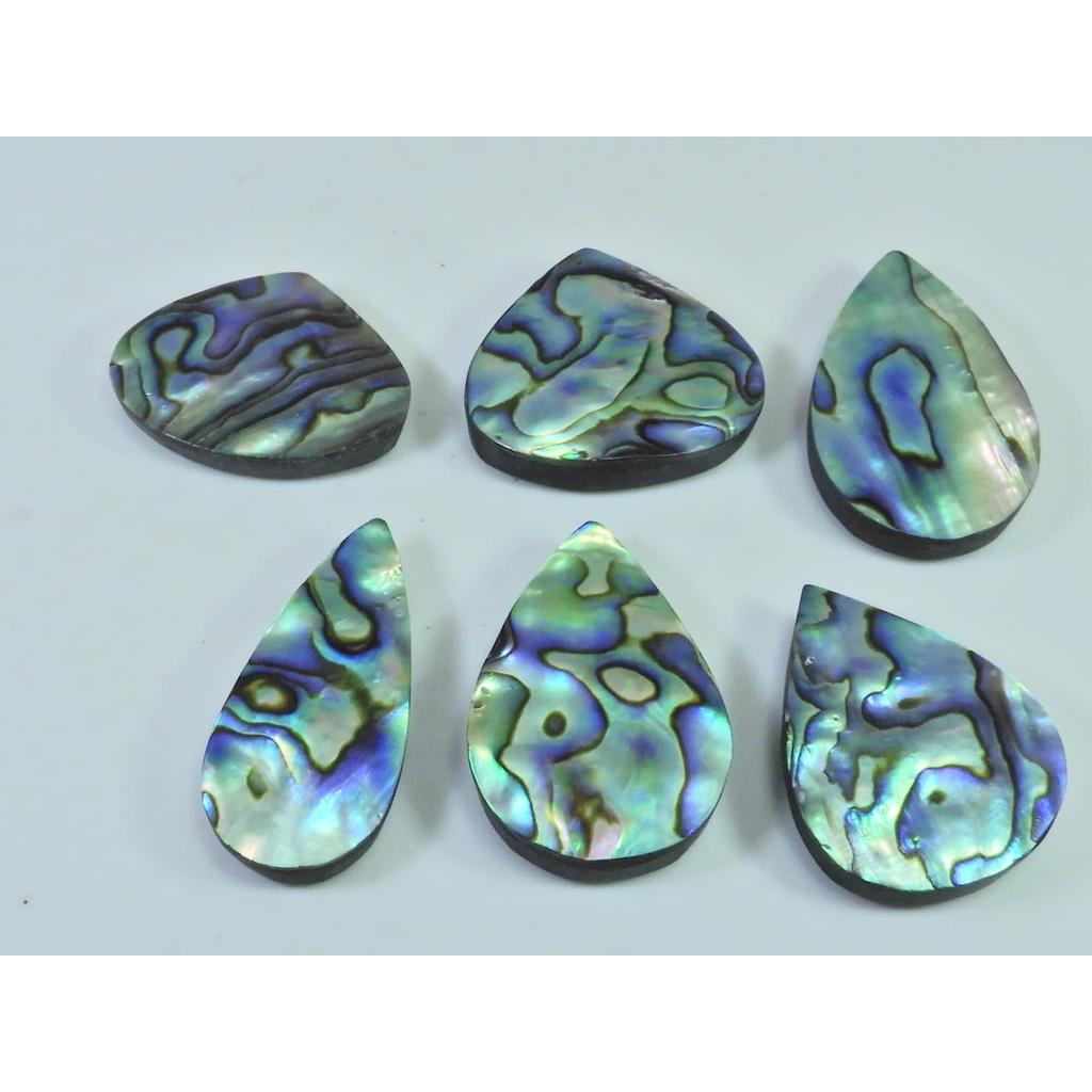 242Cts. Natural Abalone Shell Pear Shape Cabochon Loose Gemstone 06Pcs Lot C-1838