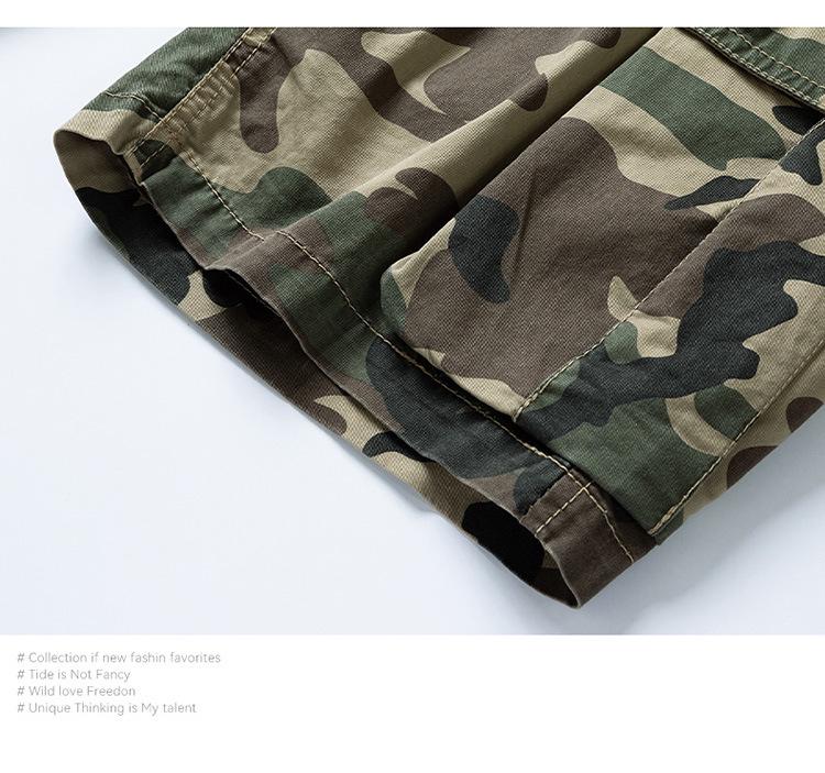 Men's Summer Camouflage Multi-Pocket Retro Workwear Shorts A079