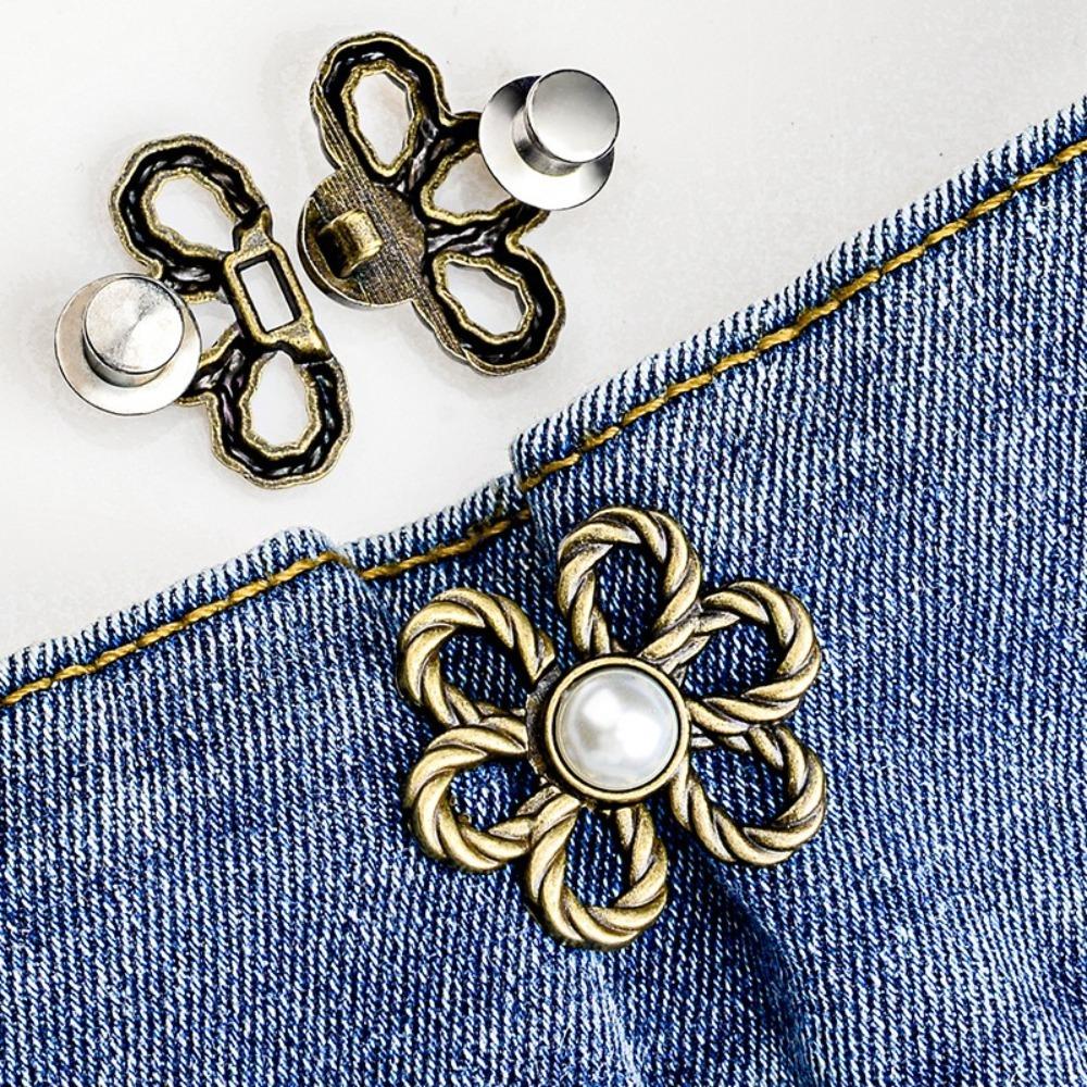 New DIY Tighten Waist Button Detachable Clip No Sewing Retractable Button Reduce Waist Flower Buttons Snap Clothing Accessories