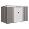 Kovový zahradní skladový domek z vlnitého plechu Venkovní box na nářadí a vybavení s ventilačními dveřmi 9x 4FT Světle šedý