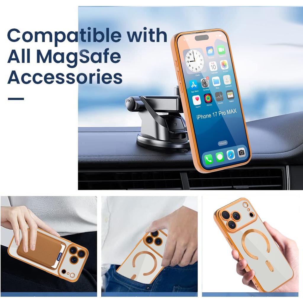Magnetic Leather Transparent Flip Wallet Case For iPhone 17Air/16 pro Max 15 14/13/12/11 with Card Holder Bumper Bag Built-in Stand
