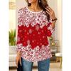 3D Printed Christmas Theme O-Neck Red Long Sleeve T-Shirts Fashion Womens Clothing