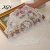 Elegant Lace Doily for Tea Party Retro Round Doily, Embroidered Floral Coaster, 13 Inch Table Decor Sheer Placemat Wedding, Vintage Style