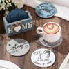 Natural Wooden Coasters For Drinks Set Of 6 Thick Absorbent Cup Pads With Storage Box For Coffee Wooden Table Protection