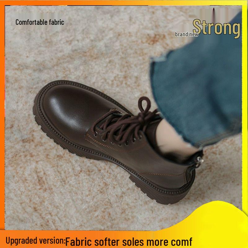 Botins Martin Femininos de Sola Macia, Estilo Britânico 2025, Plataforma Petite, Aumentam a Altura para Outono/Inverno