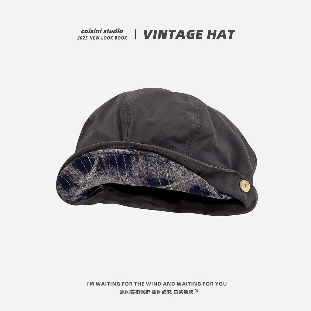 Retro Pleated Cloud Octagonal Hat Children Spring And Autumn Casual Versatile Literary Beret Showing Small Face