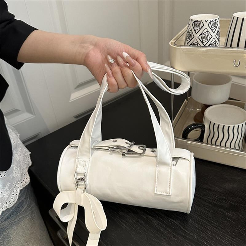 Trendy Cool Bowknot Tubular Cylindrical Pu Shoulder Bags Girly Handbag Armpit Bag Women Design Sense Commuter Bags Gifts