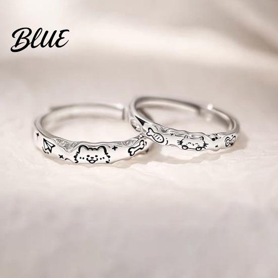 Fish Dog Bone Ring Couple Cartoon Cat Graffiti Design Matte