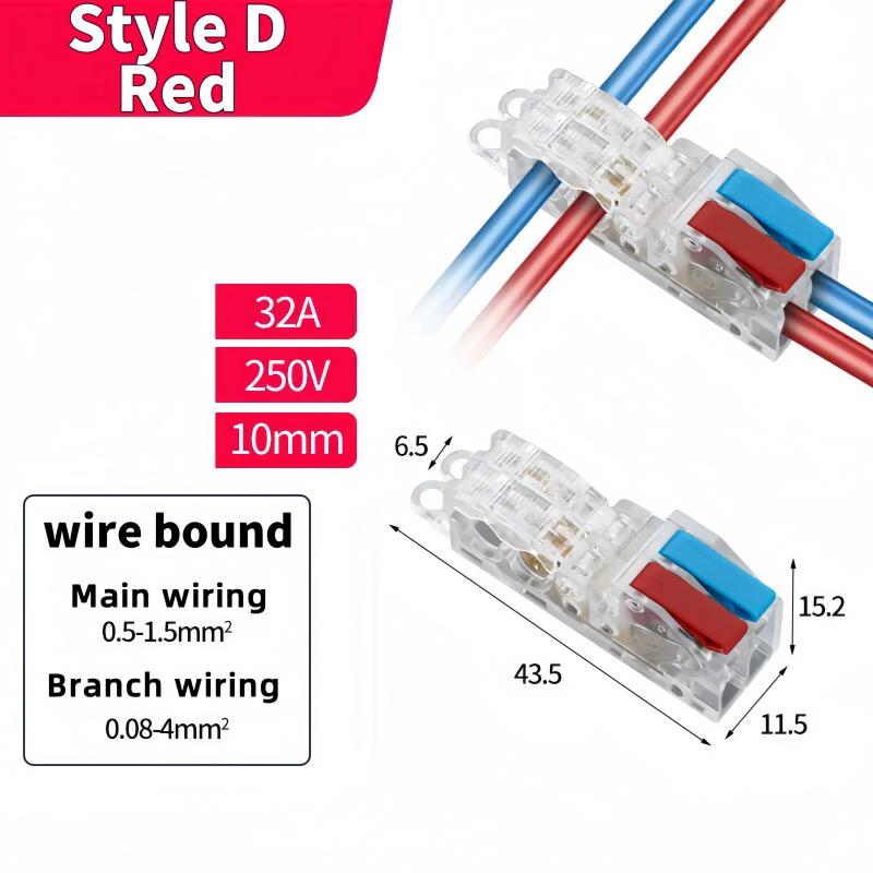 T-Type Stripping Free Wiring Connector with Fixing Hole Quick Branch Splice Junction Box Lever Wire Connector Home Appliances