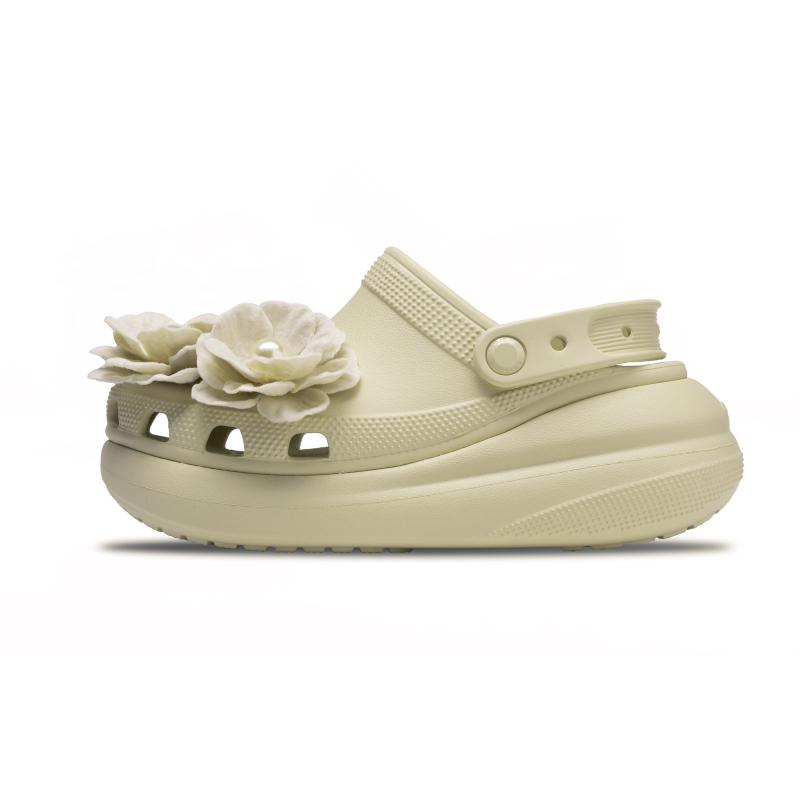 Crocs Crush Clog Puffs EVA Casual Versatile Trendy Hole Shoes Unisex Bone White