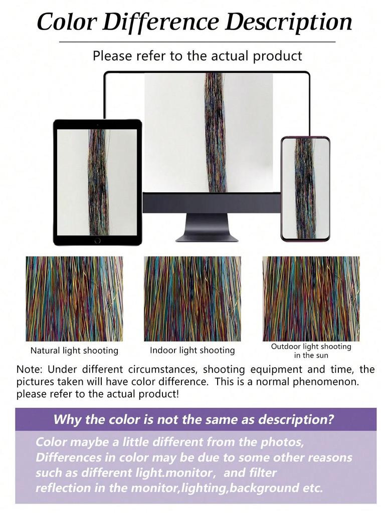 Synthetic Wig Extension 24inch Sparkle Shiny Tinsel Hair Gold Thread Colorful BB Clip Hair Extension