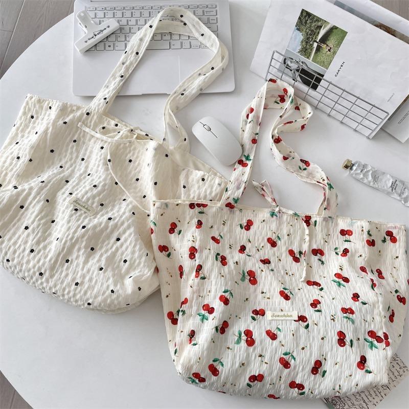 4 Fresh and sweet floral chiffon shoulder bag large-capacity student class bag fashionable versatile tote bag women