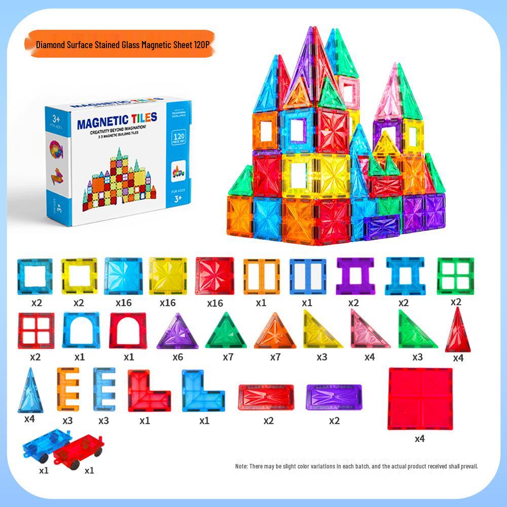 2025 Magnetic Building Blocks: Strong Magnet City Light & Shadow Architecture Stained Glass Tiles