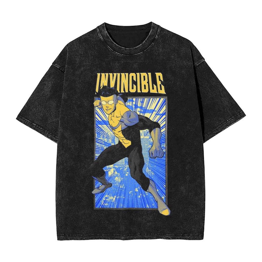 Invincible Cartoon Comic Mark Grayson Shirt Harajuku Style for Men Women Pure Cotton T-Shirts Tee Clothing Men Clothing