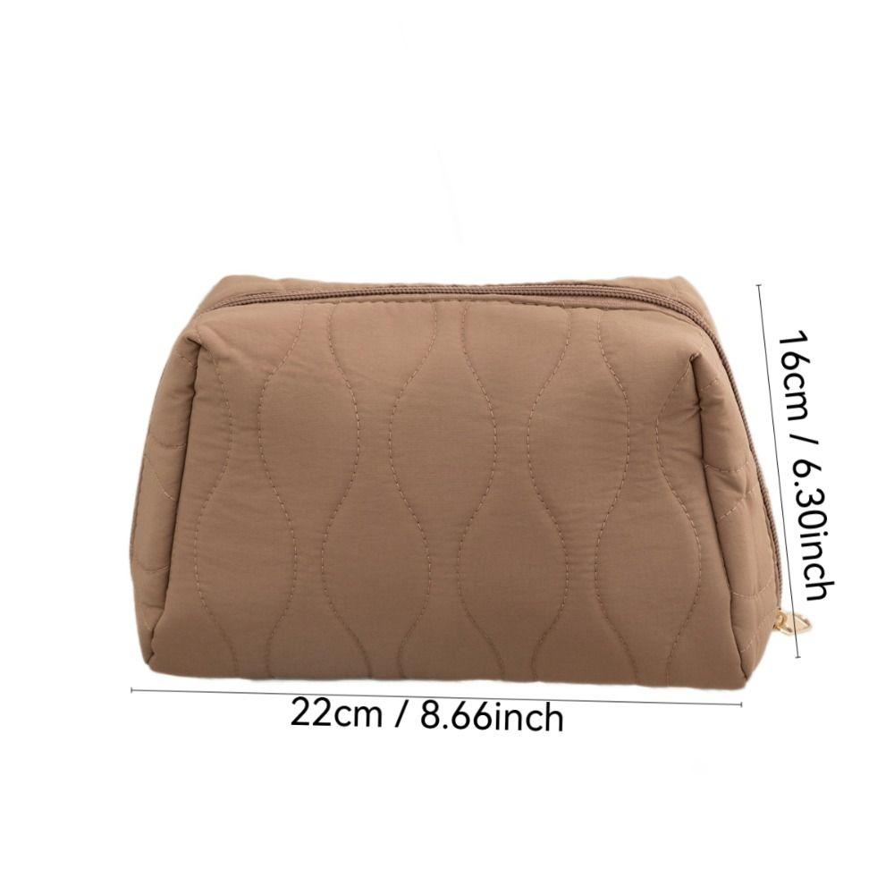 New Large Capacity Quilted Cosmetic Bag Waterproof with Zipper Toiletry Bag Multifunctional Skincare Products Pouch
