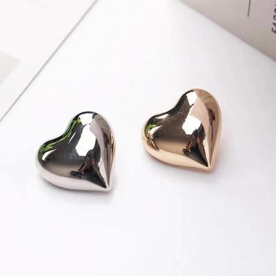 15Pcs/lot Gold Silver Heart-shaped Peach Heart Metal Button Hand Sewn Button Hat Clothes Coat Decorative Button