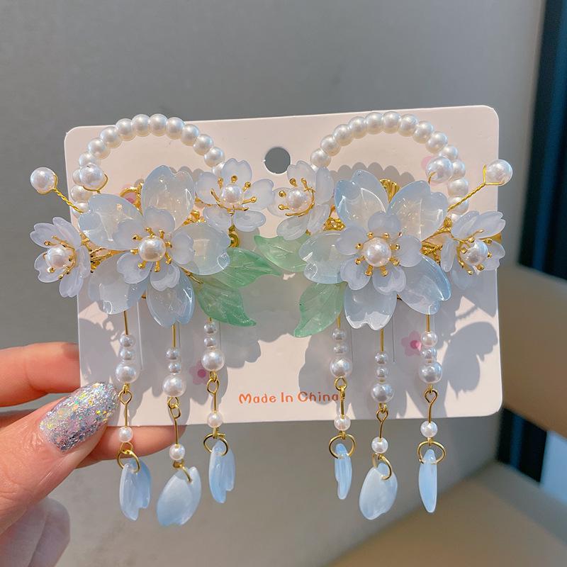 Chinese Style Hanfu Hairpin Set for Girls - Includes Hair Clips, Swaying Tassels, and Butterfly Accessories