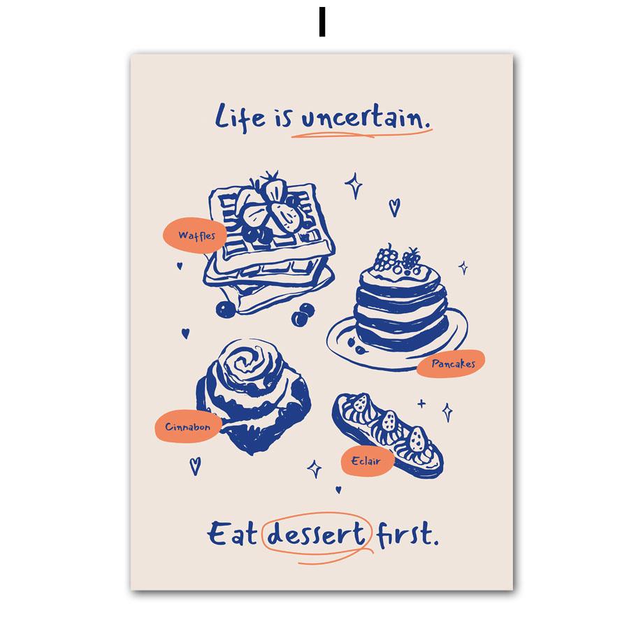 Vintage Cake Drink Coffee Dessert Food Cooking Posters and Prints Wall Art Canvas Printing Pictures for Kitchen Store Home Decor