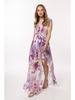 V-neck chiffon maxi dress with purple floral pattern S