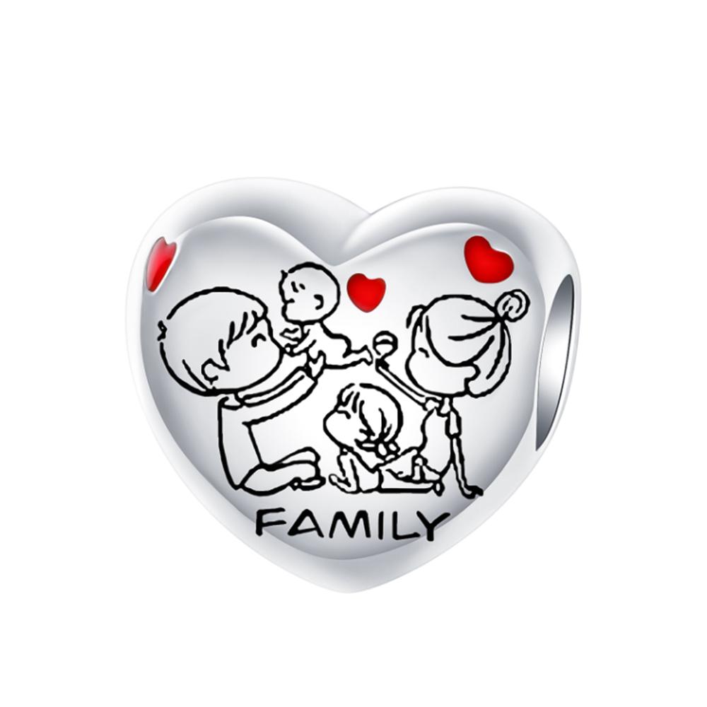 New Copper Family Charms Heart Lnfinite Symbol House Beads Pendants Fit Original Bracelet Necklace Diy Jewelry Gift