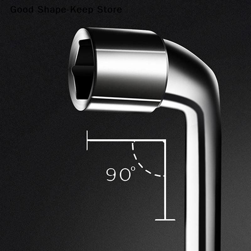 1Pc L Type Mini Wrench Pipe Perforation Elbow Universal Double Head Hex Socket Metric Wrench Kit 6 Point 6-15MM