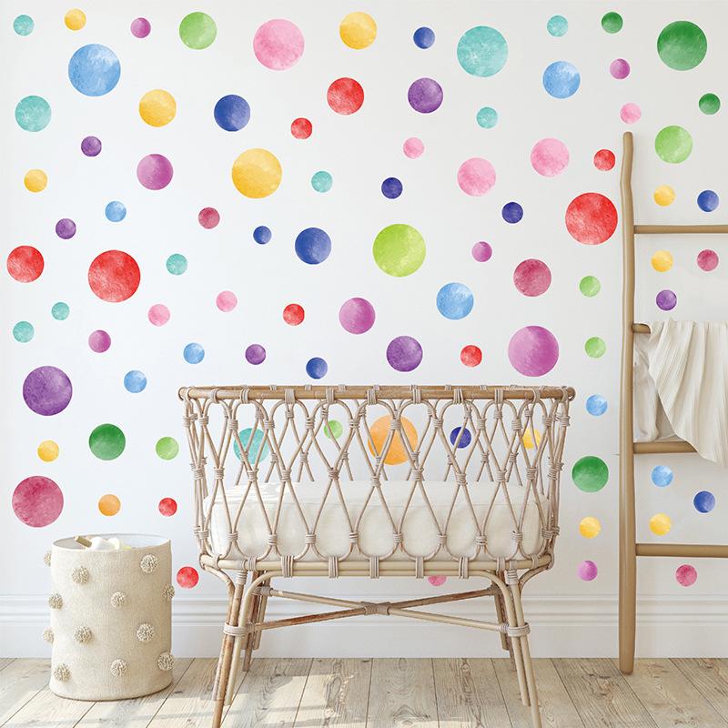 Colorful Polka Dots Wall Stickers for Kids Room Bedroom Nursery Classroom Playroom Backdrop Decoration