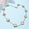 Four-Leaf Clover Titanium Steel Necklace with Natural Mother-of-Pearl