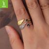 Colorful Love Wing Open Ring, Personalized Niche S925 Sterling Silver Wing Ring Ring