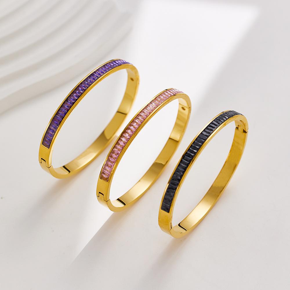 Light Luxury Diamond-set Bracelet Fashionable Colorful Square Diamond Half-circle Full Diamond Zircon Bracelet
