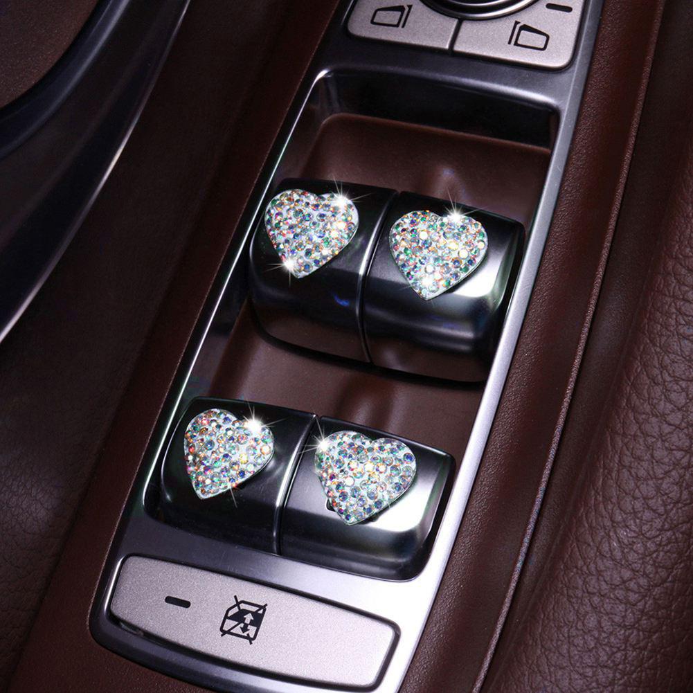 Styling Car Stickers Bling Bling Emblem Decals Auto Decoration Automobile Interior Accessories Sticker Heart Shaped