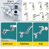 1080° Rotatable Extension Faucet Sprayer Head 2 Spray Modes Universal Bathroom Tap Extend Adapter Aerator