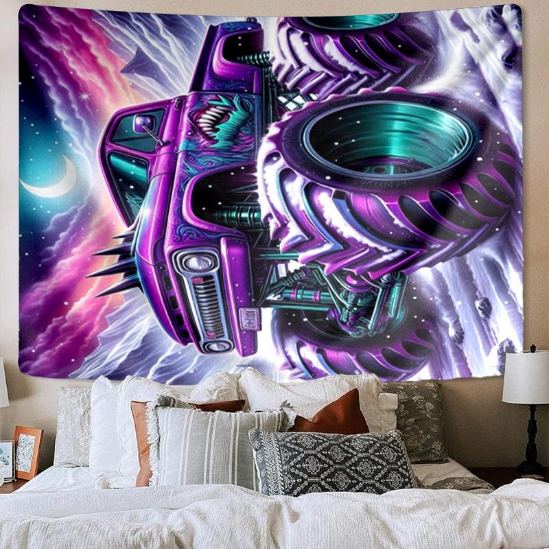 Monster Truck Adventure Printed Tapestry, Wall Hanging,Livingroom, dormitory, Large Wall Decor, Fabric Decor Fan Birthday Gifts