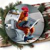 High Definition Metal Tin Sign Funny Rooster Reading Newspaper on Toilet Round Wall Art Decor for Bathroom Farmhouse Humorous an