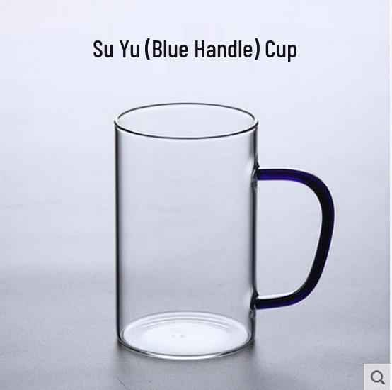 

Large Capacity Transparent Glass Tea Cup with Color Handle and Tea Infuser, High Borosilicate Glass. 301-400ml