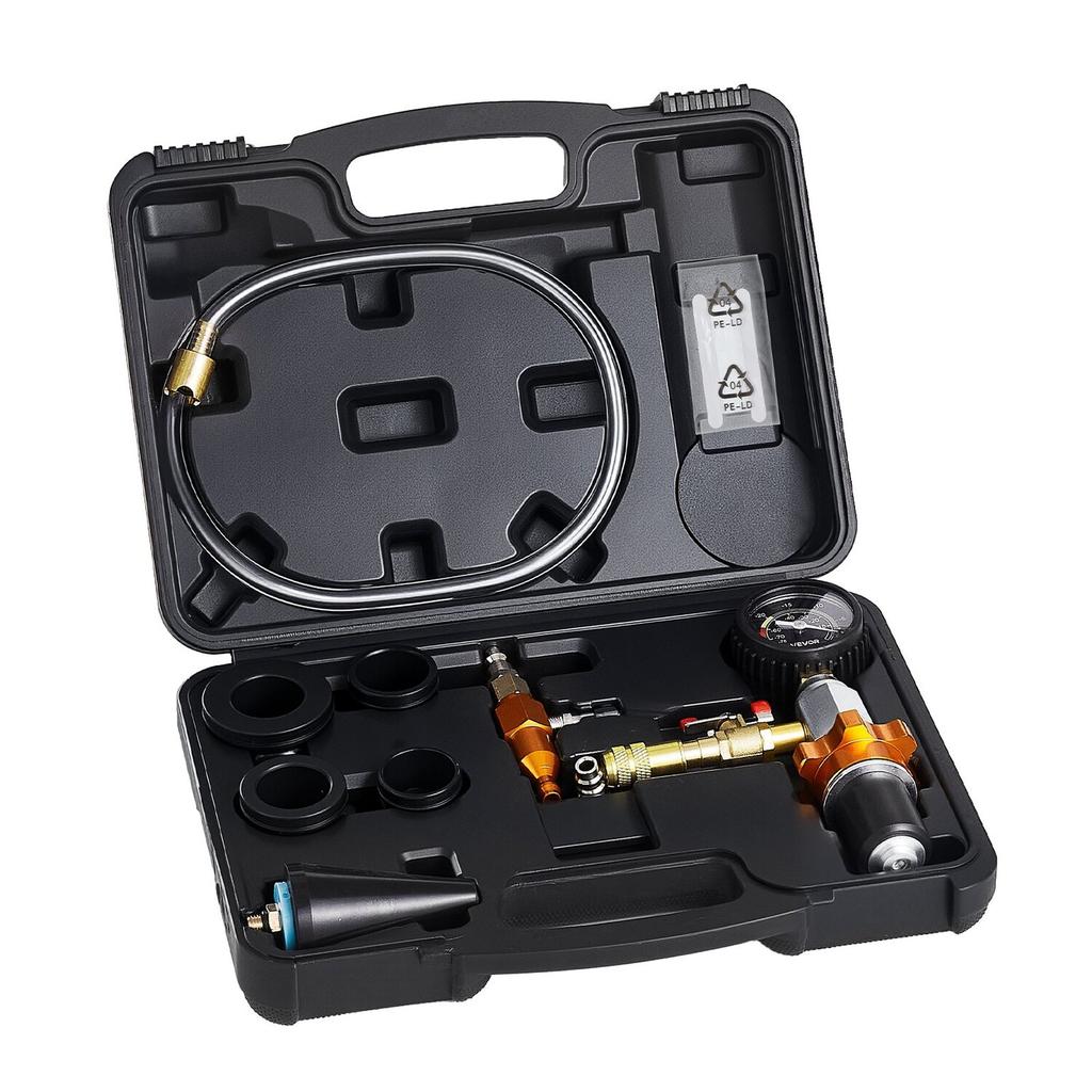 Radiator Vacuum Refill Kit, Automotives Cooling System Vacuum & Purge Fill Tool with Gauge, Portable Radiator Coolant Filling Kit with Toolbox,