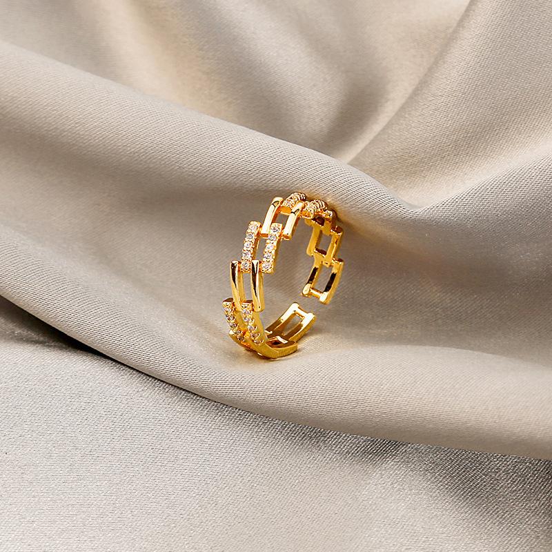 Temperament Simple Design Sense Niche Ring, Fashionable Personality High Sense Diamond Ring Women